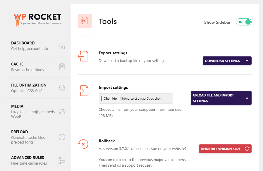 cấu hình wp rocket