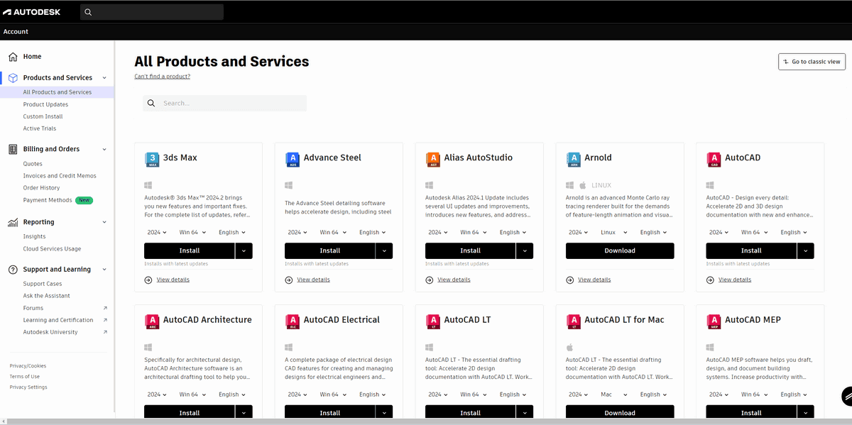 bản quyền autocad từ web của hãng