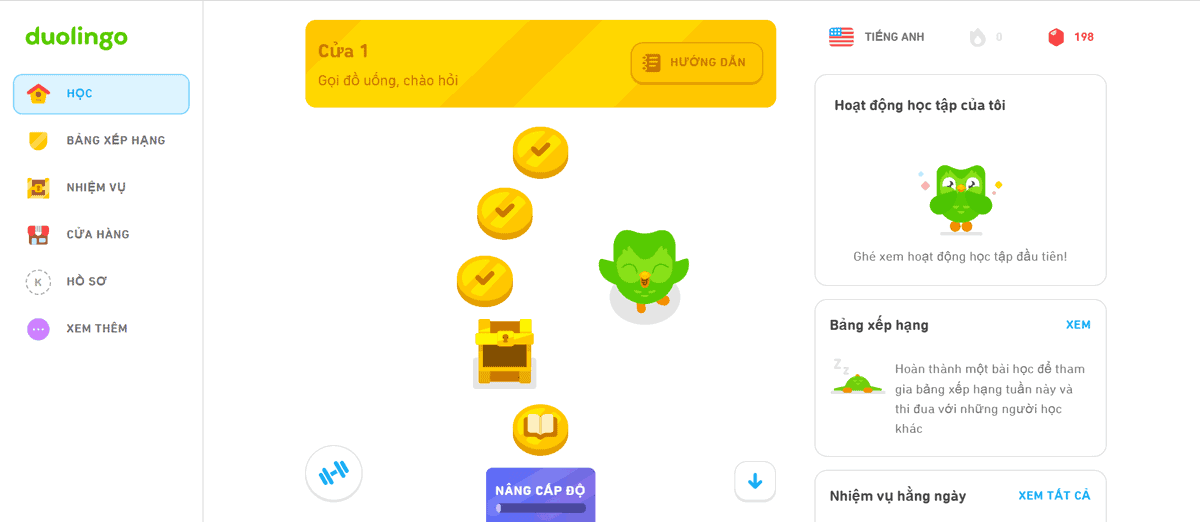 duolingo plus có nhiều cấp độ cho người học
