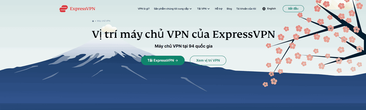 expressvpn có máy chủ trên hơn 94 quốc gia