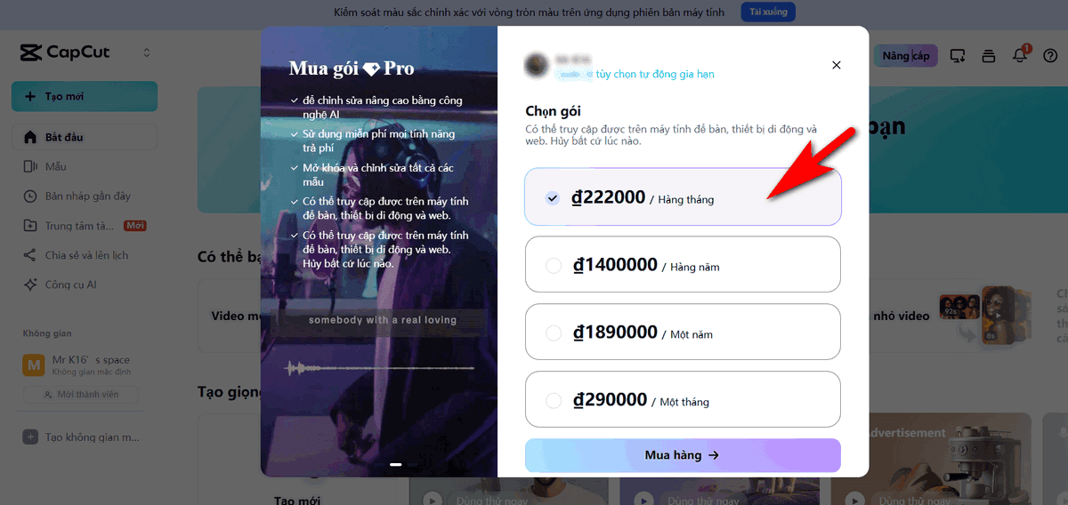 tiet kiem 50 so voi mua capcut chinh hang